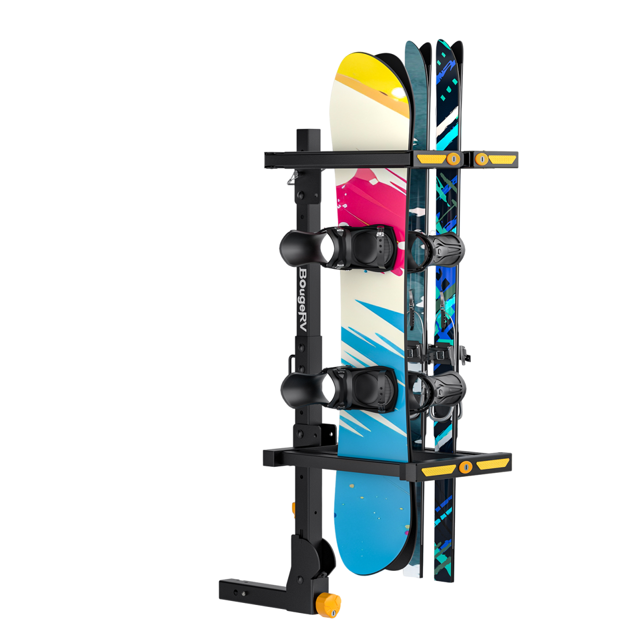 BougeRV Hitch Ski Snowboard Rack with Security Lock (Arrival)