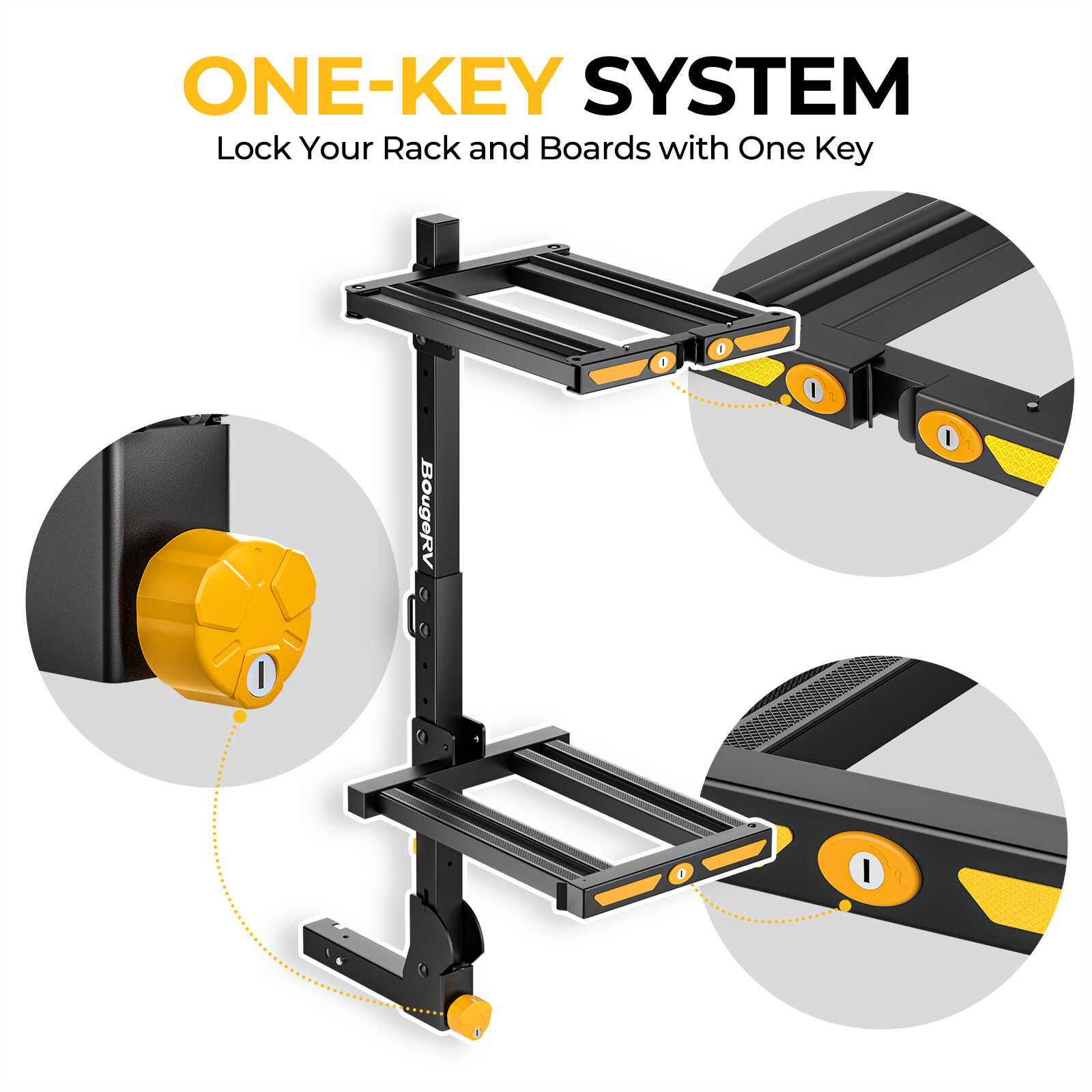 BougeRV Hitch Ski Snowboard Rack with Security Lock (Arrival)