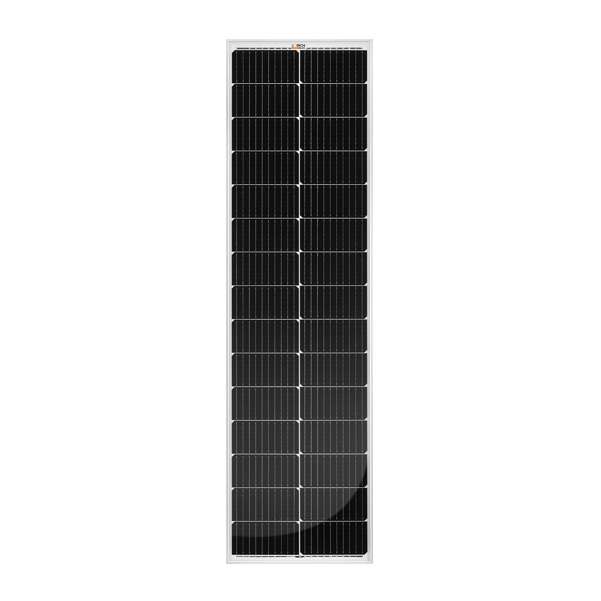 Rich Solar MEGA 100 SLIM SLX | 100 Watt Slim Solar Panel | Compact 12V Off-Grid Narrow Solar Panel for Campers, Overlanders, Boats | 25-Year Output Warranty