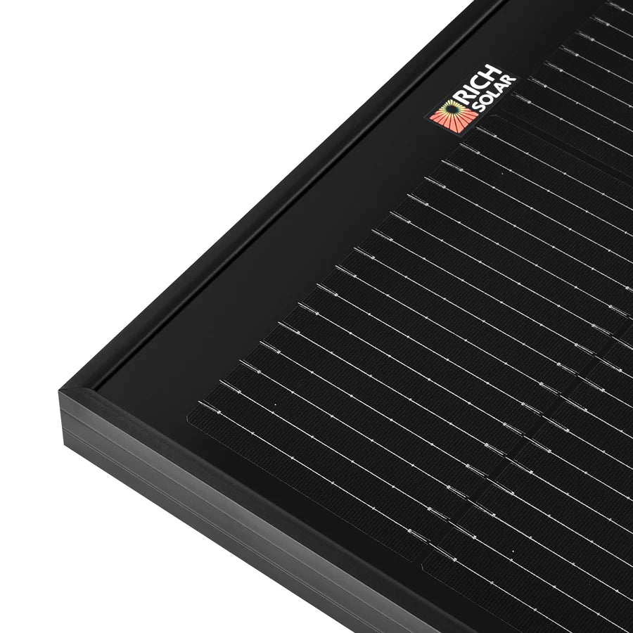 Rich Solar MEGA 130 SLIM | 130 Watt Slim Solar Panel | Compact 12V Narrow Panel for Vans, Campers, Boats | 25-Year Output Warranty