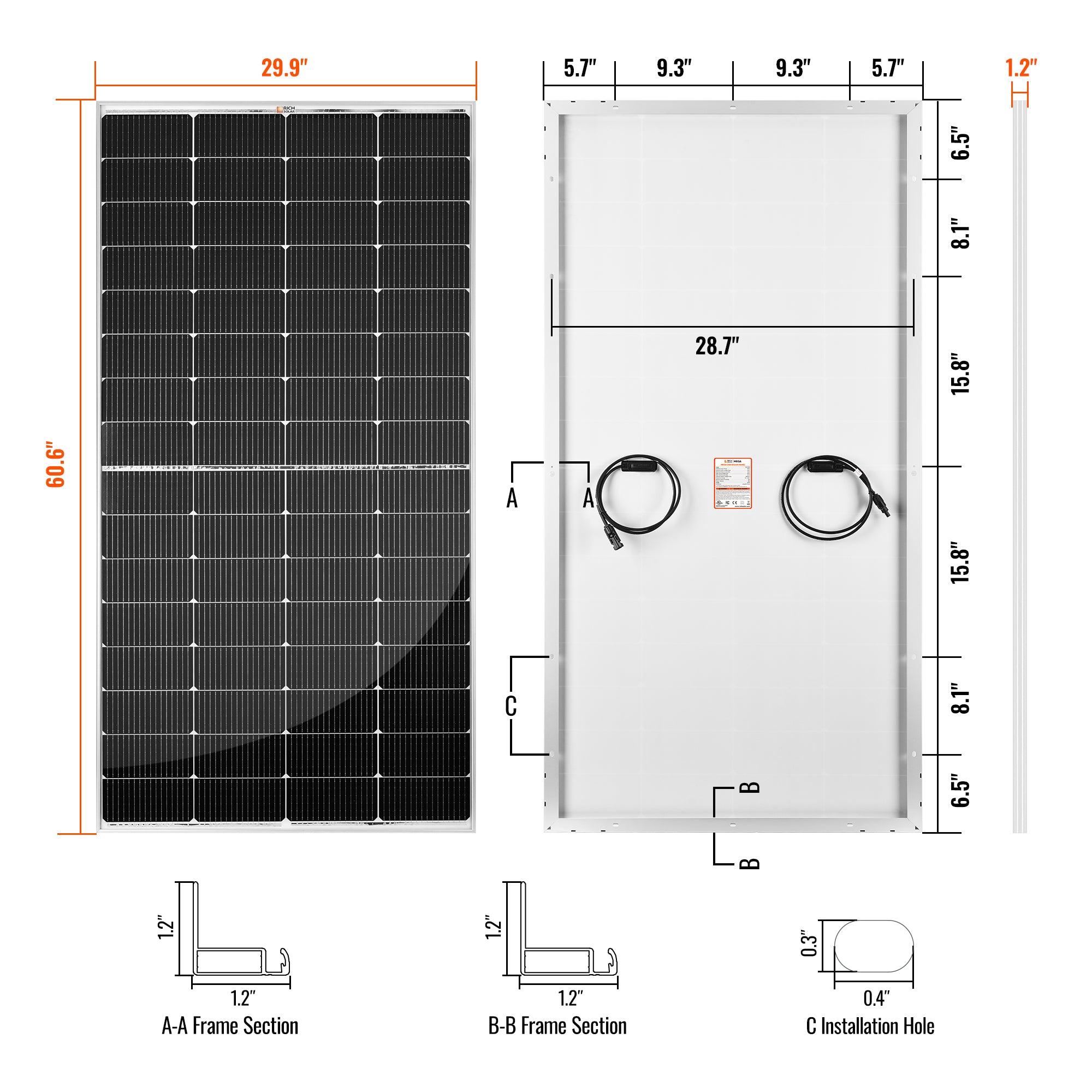 Rich Solar MEGA 250 | 250 Watt Solar Panel | Premier 12V Off-Grid Solar Panel for RVs, Vans, Boats | 25-Year Output Warranty