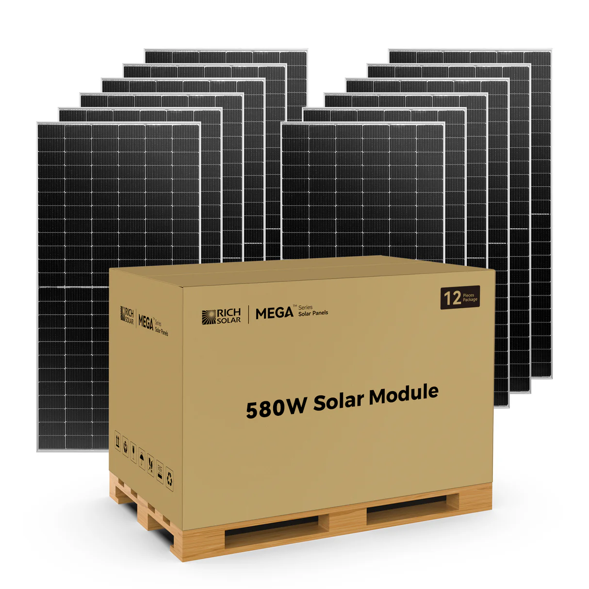 Rich Solar MEGA 580 BIFACIAL | 580 Watt Bifacial Solar Panel | Premium Grid-tie or Off-grid Solar Panel for Residential, Commercial, Agriculture | 25-Year Output Warranty