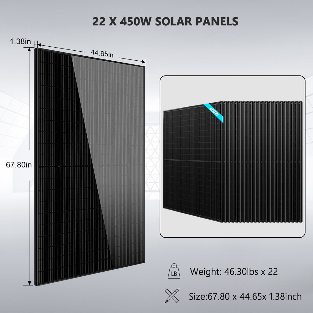 Off Grid Solar Kit 13000W 48VDC 120V/240V LifePo4 25.6KWH Lithium Battery 22 X 450 Watts Solar Panels SGR- 13K25E