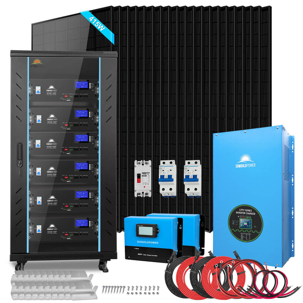 Off-Grid Solar Kit 18000W 48VDC 120V/240V LifePo4 30.72KWH Lithium Battery 20 X 415 Watts Solar Panels SGR- 18K20E