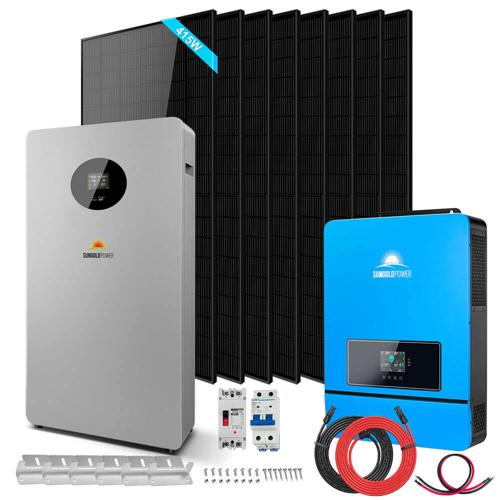 Off-Grid Solar Kit 8000W 48VDC 120V/240V LifePo4 10.24KWH Lithium Battery 8 X 415 Watts Solar Panels SGR- 8K10E