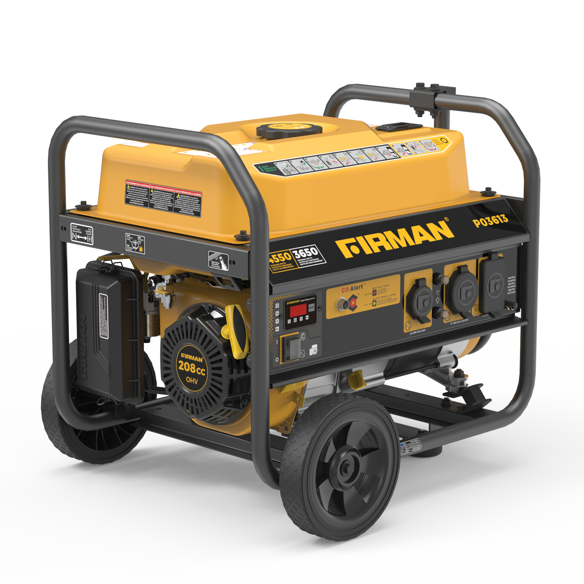 Gas Portable Generator 4550/3650W Recoil Start 120V with CO Alert