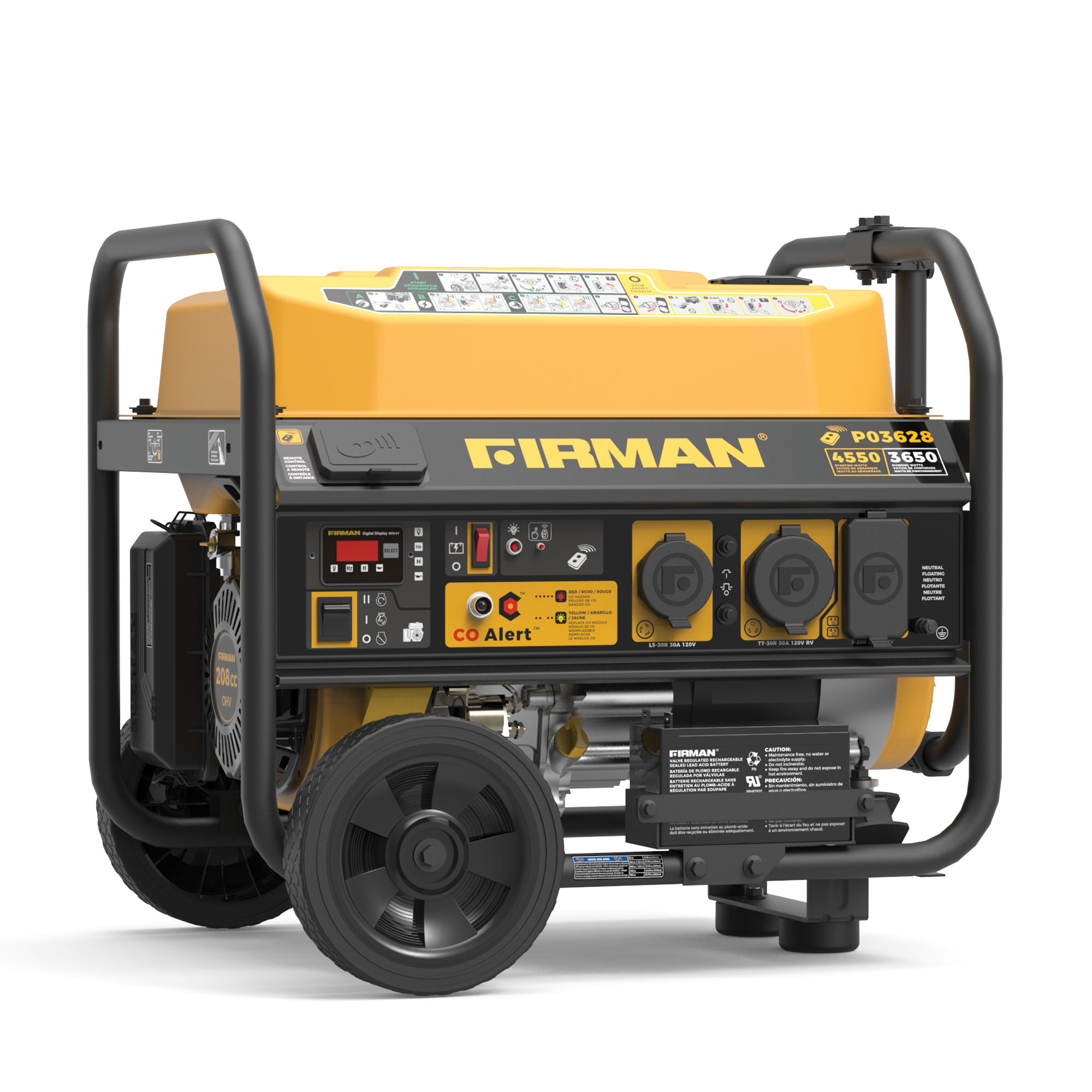 Gas Portable Generator 4550/3650W Remote Start with CO Alert