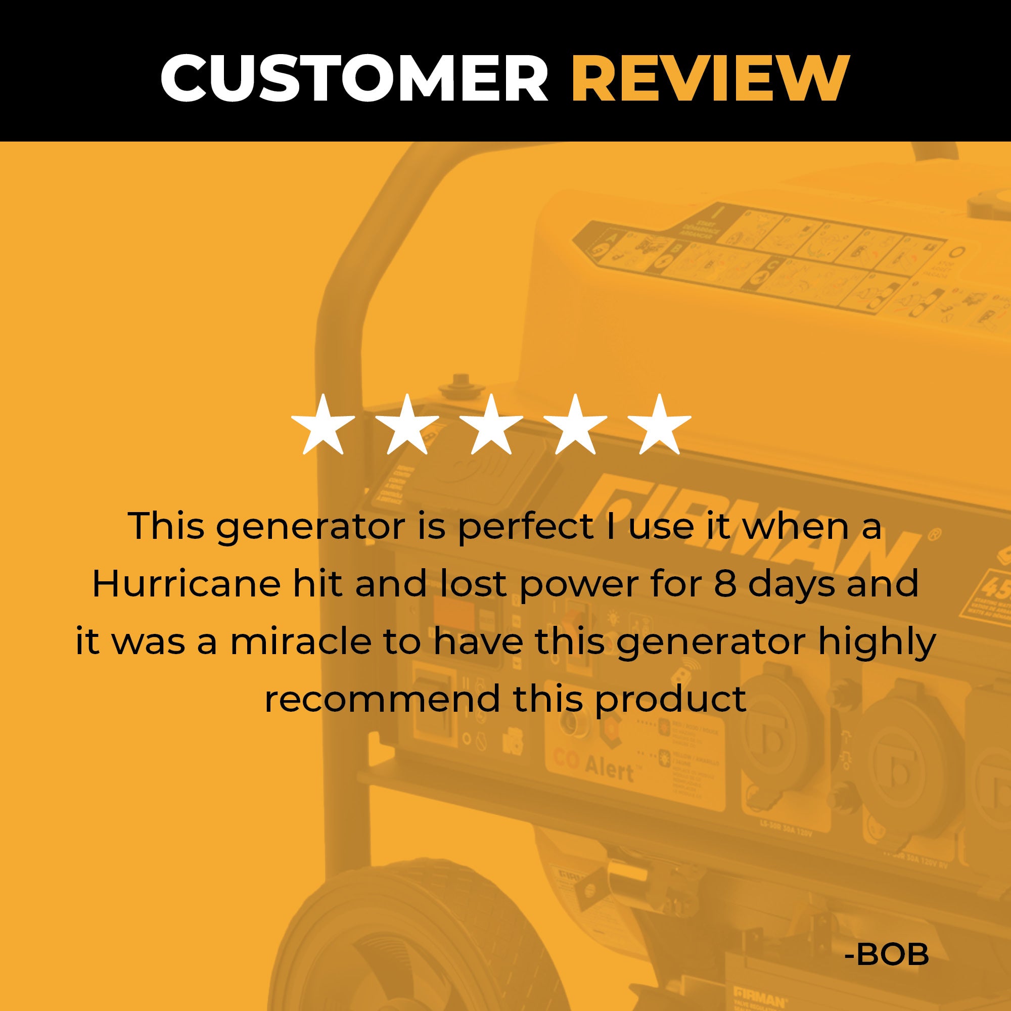 Gas Portable Generator 4550/3650W Remote Start with CO Alert