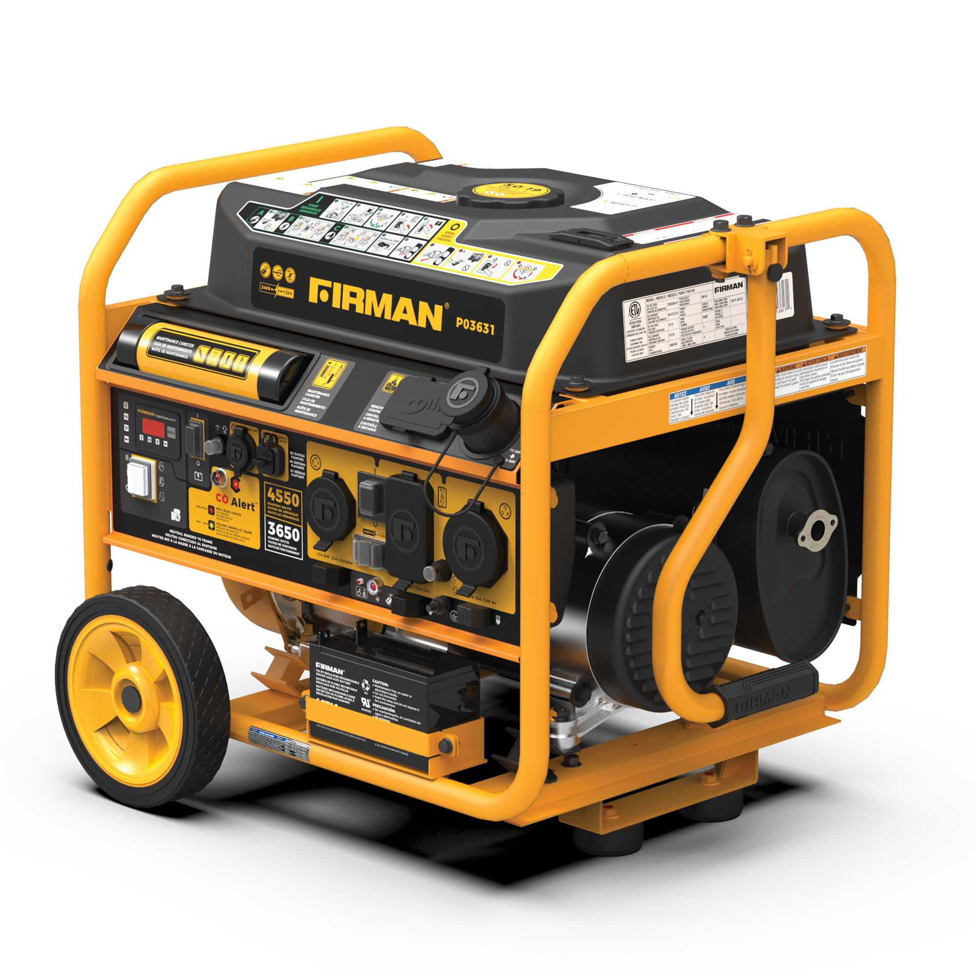 Gas Portable Generator 4550/3650W Remote Start 120/240V with CO alert