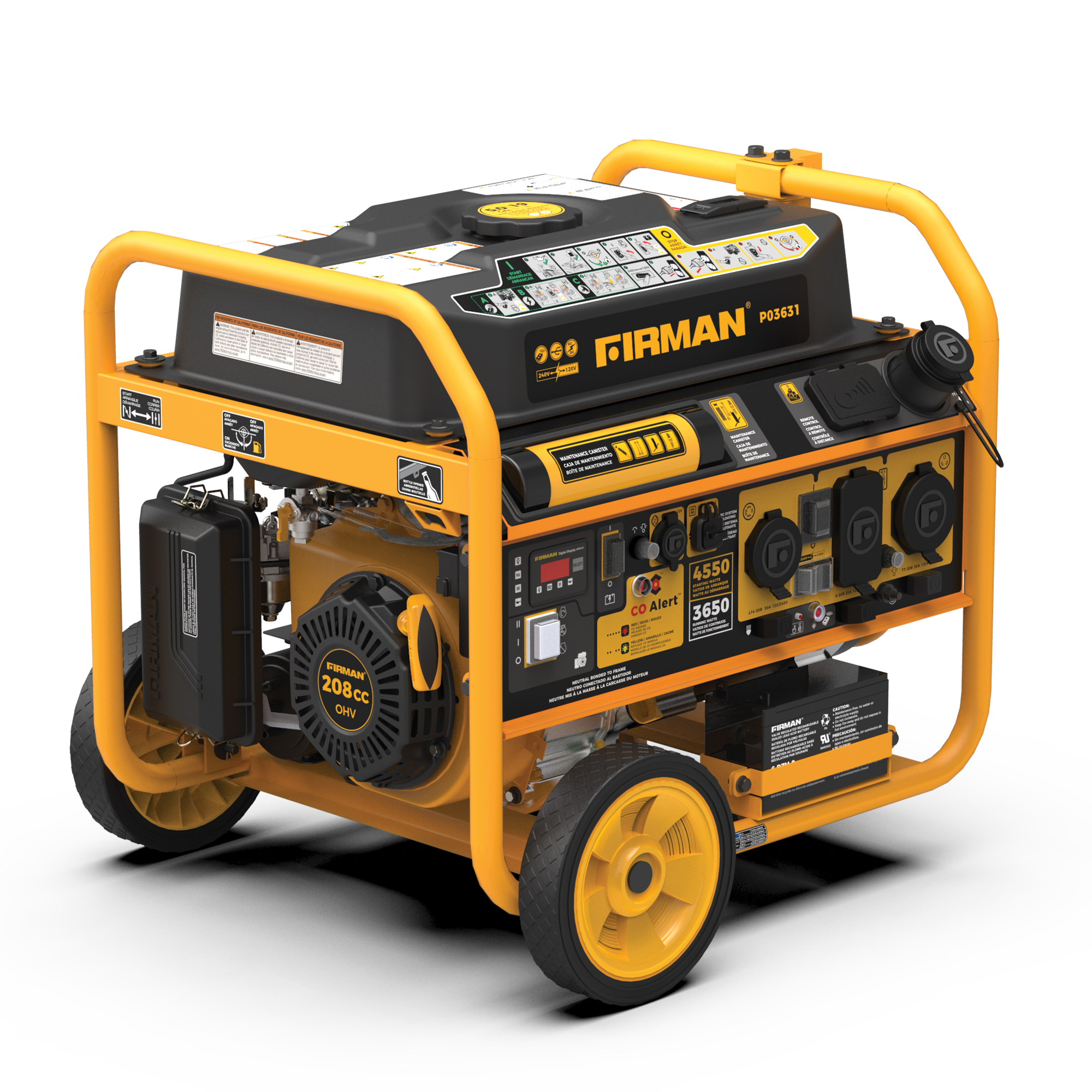 Gas Portable Generator 4550/3650W Remote Start 120/240V with CO alert