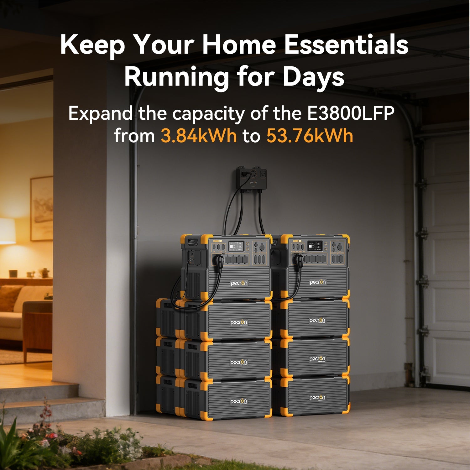 PECRON EP3800-48V Expansion Battery 3840Wh for E1500LFP/ E3600LFP/ E1000LFP/ E2400LFP/ F3000LFP/ E3800LFP