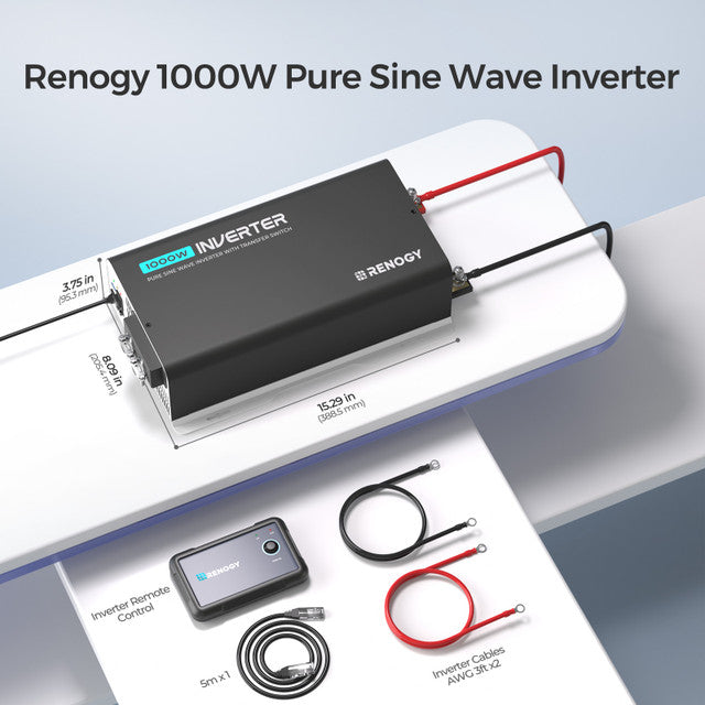 Renogy 1000W 12V Pure Sine Wave Inverter w/ UPS Transfer Switch and Built-In Bluetooth