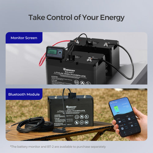 Renogy 12V 100Ah Smart Lithium Iron Phosphate Battery w/ Self Heating Function