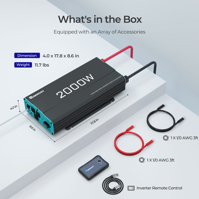 Renogy 2000W 12V Pure Sine Wave Inverter G3