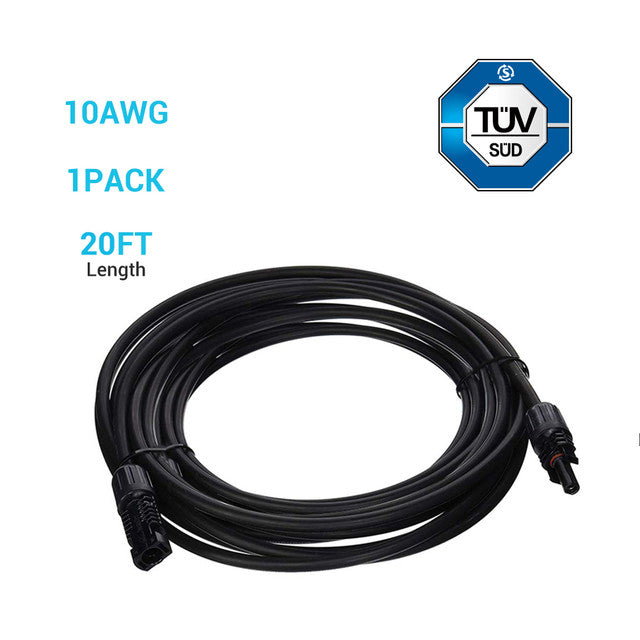 Renogy 20FT 10 AWG MC4 Solar Panel Extension Cable w/ Male to Female Solar Connector