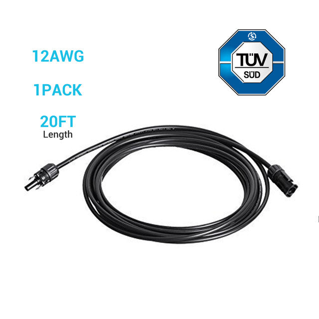 Renogy 20FT 12 AWG MC4 Solar Panel Extension Cable w/ Male to Female Solar Connector
