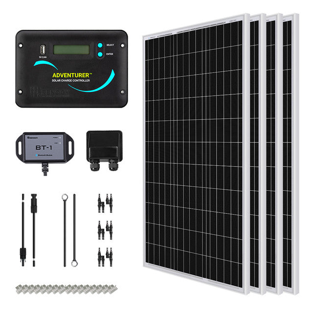 Renogy 400W 12V Monocrystalline Solar RV Kit w/ 30A PWM Charge Controller