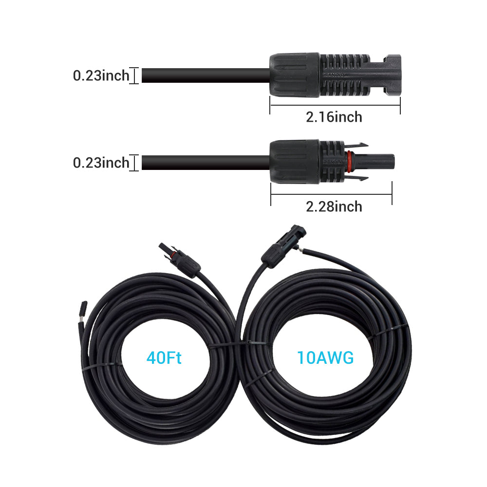 Renogy  40FT 10 AWG MC4 Solar Panel to Charge Controller Adapter Cables