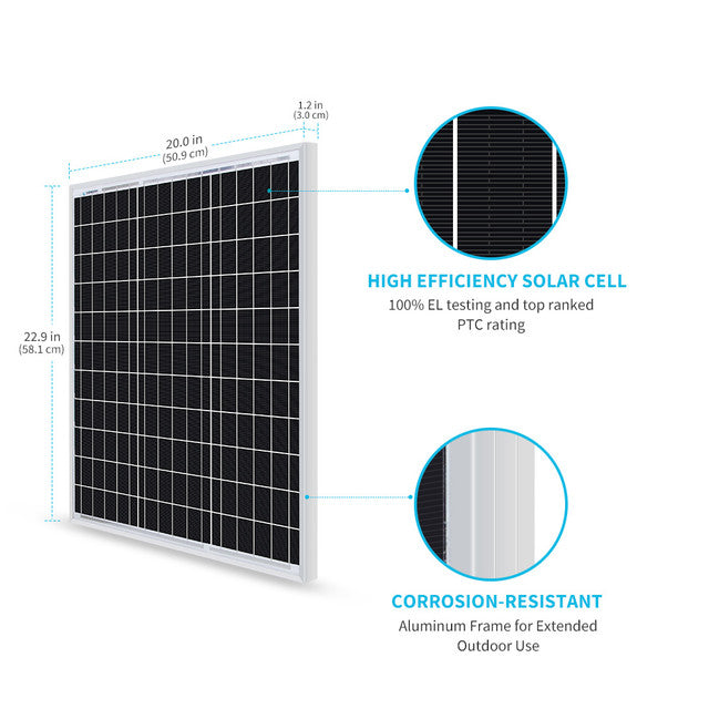 Renogy 50W 12V Rigid Monocrystalline Compact Solar Panel