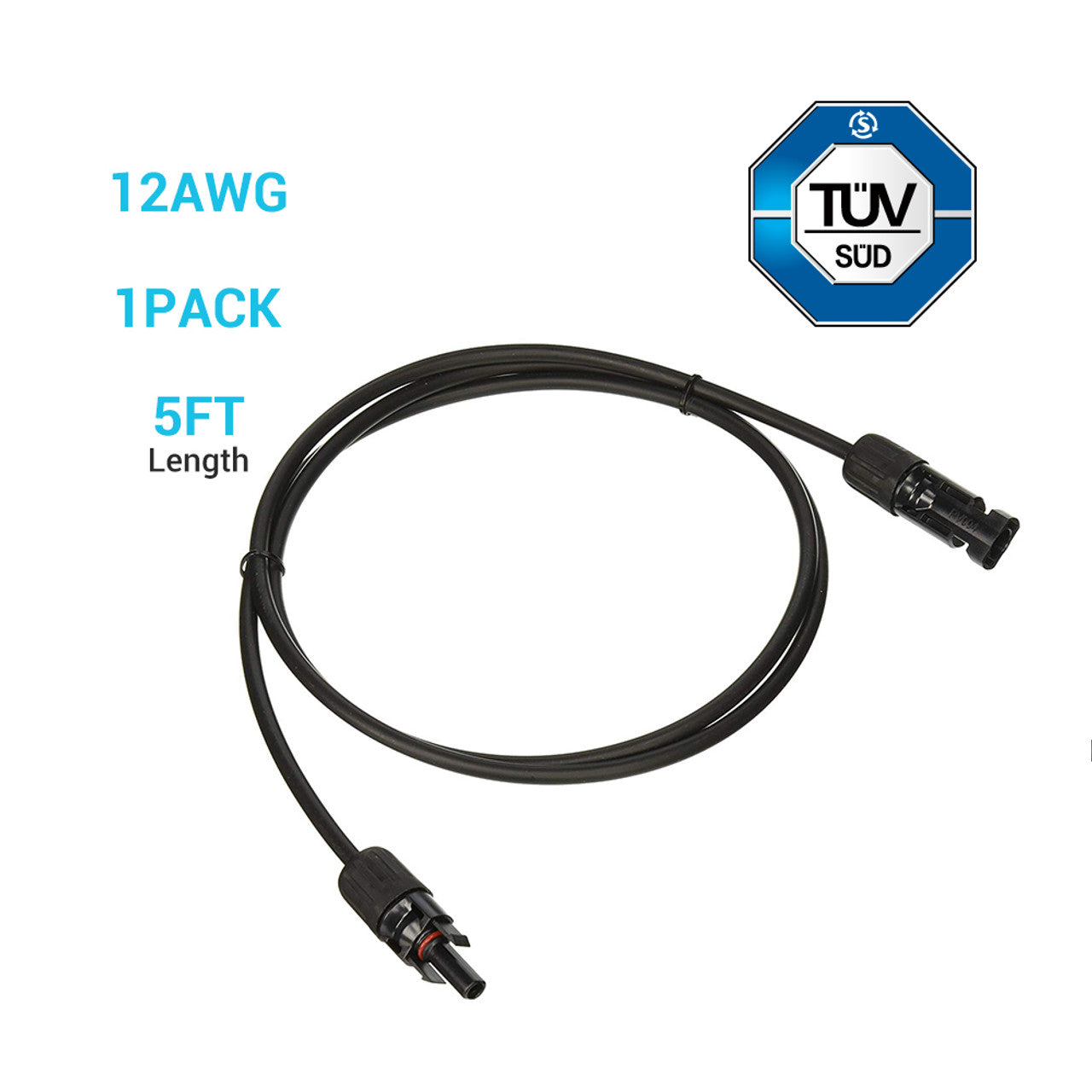 Renogy 5FT 12 AWG MC4 Solar Panel Extension Cable w/ Male to Female Solar Connector