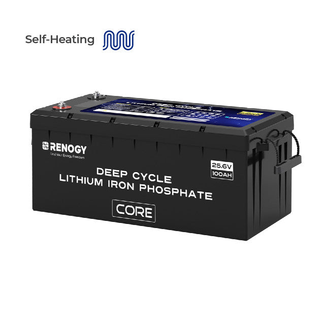 Renogy Core 24V 100Ah Deep Cycle Lithium Iron Phosphate Battery w/ Self Heating