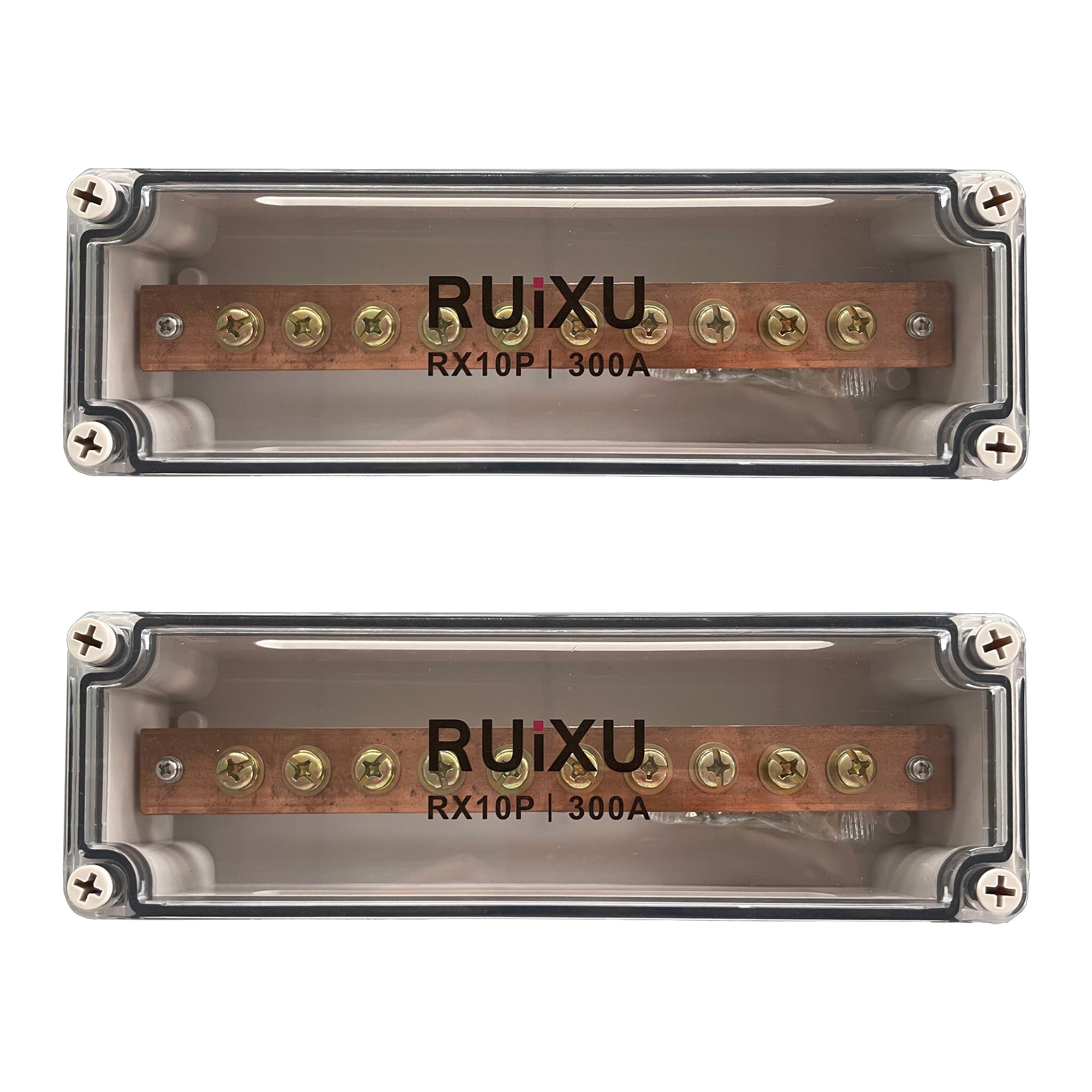 RUiXU RX10P 300A Busbar with 10 x 5/16 in M8 Terminal Studs - One Pair