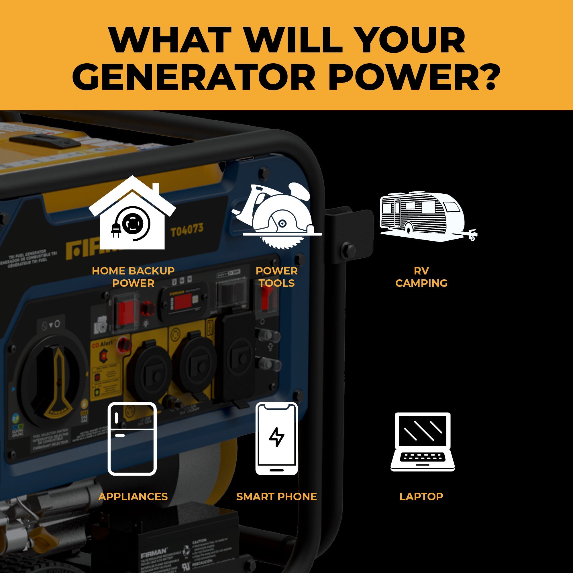 Tri Fuel Portable Generator 5000/4000W Electric Start 120/240V with CO ALERT