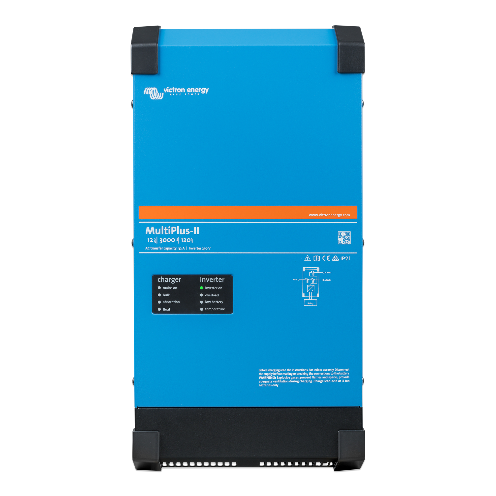 Victron MultiPlus-II 12/3000/120-50 120V (UL 458) Inverter Charger – 3000W Pure Sine Wave Inverter & 120A Battery Charger for RV Marine & Off-Grid