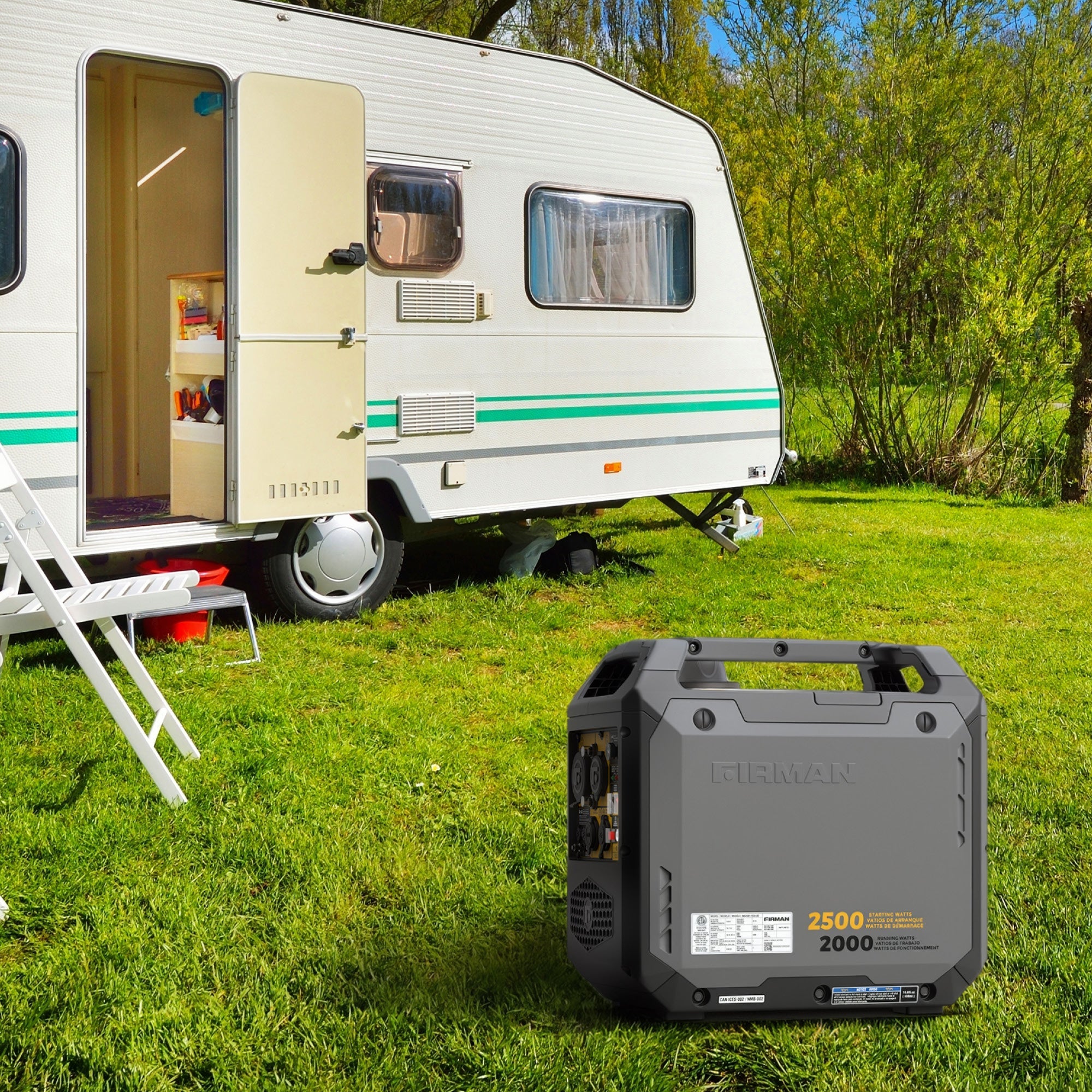 Inverter Gas Portable Generator 2500/2000W Recoil Start with Power Cord and CO ALERT
