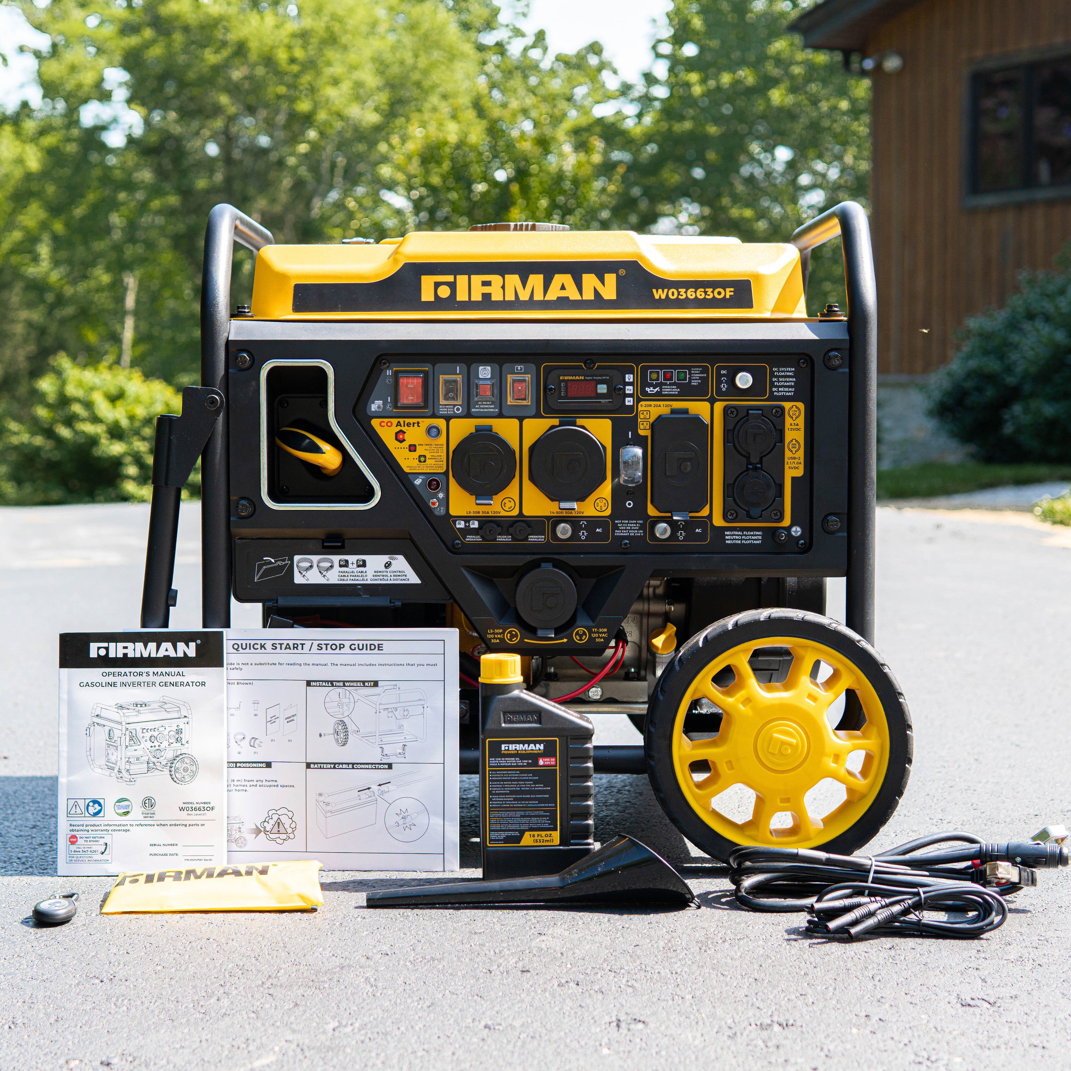 Inverter Open Frame Portable Generator 4500/3650W Remote Start with CO Alert