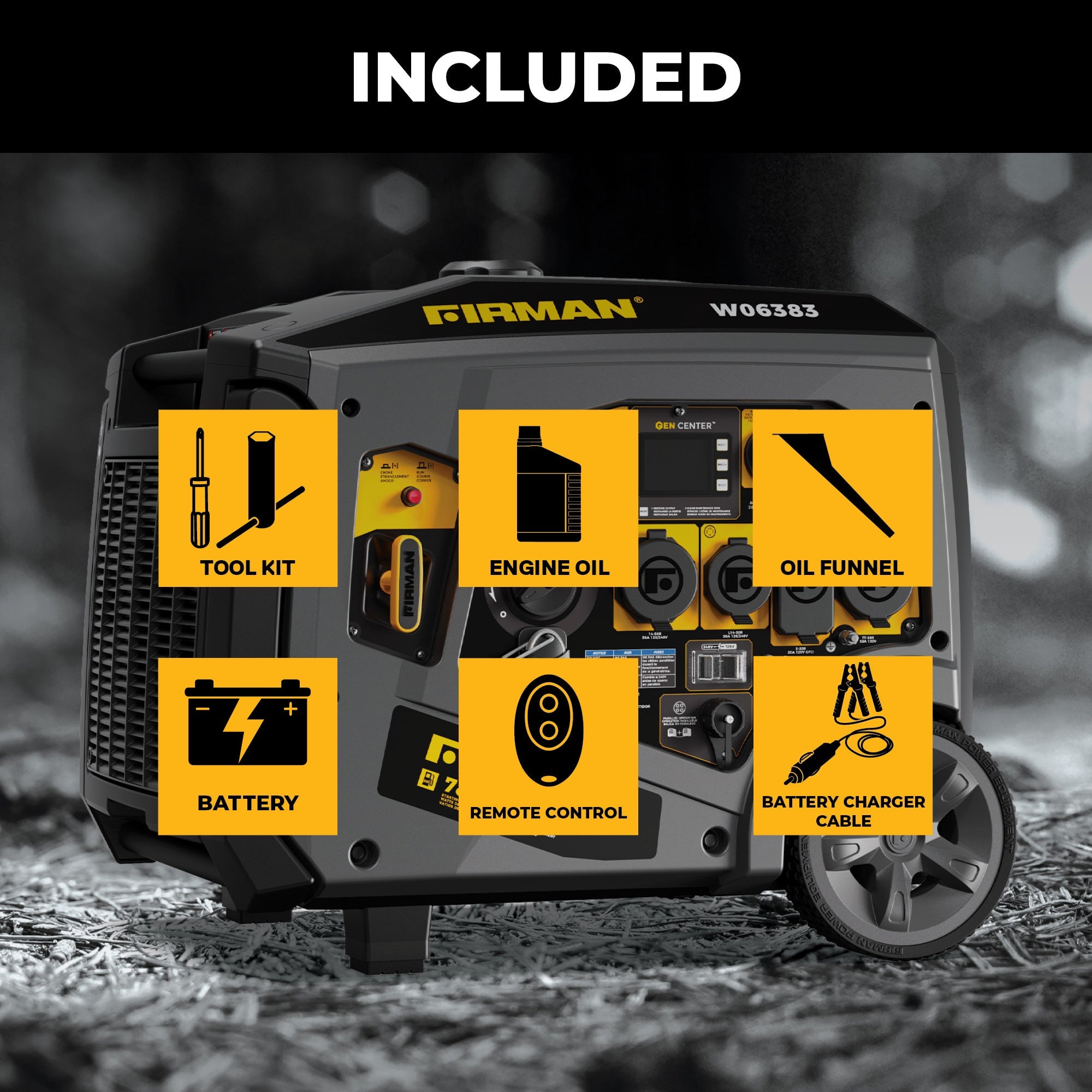 Gas Inverter Portable Generator 7850/6300 Watt Remote Start 120/240V CO Alert