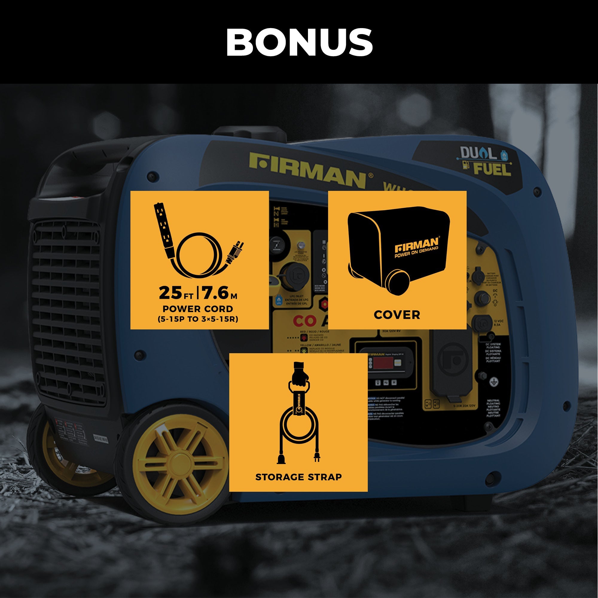 Dual Fuel Inverter Portable Generator 4125/3300W Electric Start with CO ALERT