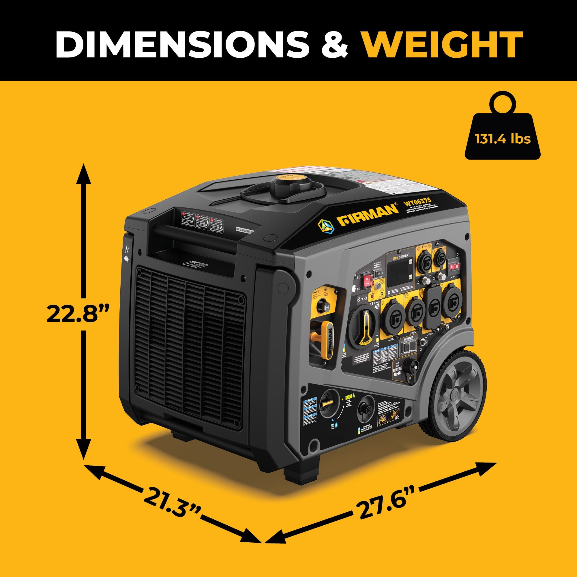 Tri-Fuel Inverter Portable Generator 7850/6300 Watt Electric Start 120/240V Parallel Ready with CO Alert